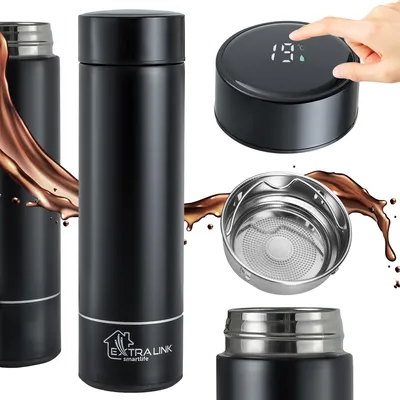 Produktbild von Extralink Smart Thermobecher 500ml LED Schwarz Edelstahl