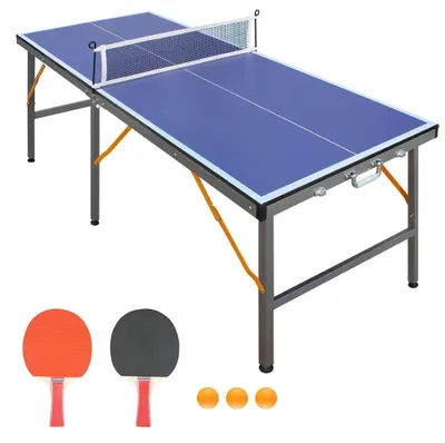 Immagine prodotto di Tavolo da ping-pong, modello pieghevole, con racchette e palline incluse, blu