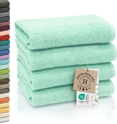 Produktbild von 4er Set Handtücher aus Baumwolle, 50x100 cm, mint