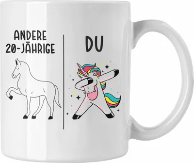 Produktbild von Trendation - 20. Geburtstag Mädchen Tasse Einhorn Geschenk Geschenkidee 20er Geburtstag (Weiß)
