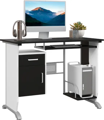 Image de HOMCOM Bureau informatique design en mdf 100 L x 52 I x 75H cm noir et blanc