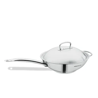 Zdjęcie produktu dla Patelnia wok Korkmaz Proline z uchwytem wykonanym z wysokiej jakości stali nierdzewnej 18/10 ø32 cm
