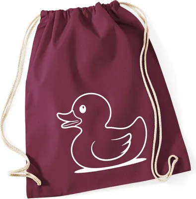 Produktbild von Huuraa Turnbeutel Gummiente Silhouette 12 Liter Burgundy Baumwolle Rucksack Geschenkidee