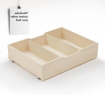 Image de Étagère de rangement 975 x 89 x 23 cm en bois massif, avec roulettes et compartiments