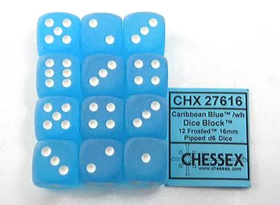 Imagen del producto de Chessex - Acabado texturizado - 12 dados D6 de 16 mm - Color Caribe