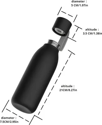 Image de INF Bouteille d'eau intelligente 750ml en inox 304 avec stérilisation UV Le noir