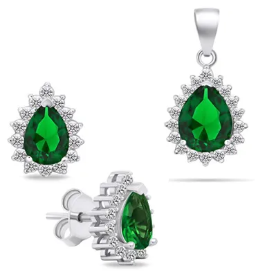 Immagine prodotto di Set di gioielli in argento con zirconi SET226WG (orecchini, ciondolo)