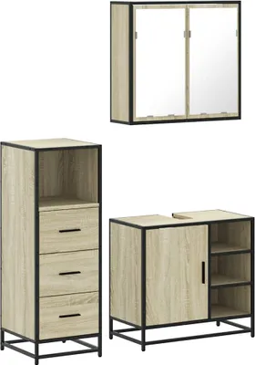 Obrázek produktu pro 3dílný set koupelnového nábytku dub sonoma kompozitní dřevo