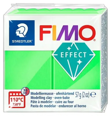Zdjęcie produktu dla Staedtler FIMO 8010, Glinka do modelowania, Zielony, Dorosły, 1 szt., Neon green, 1 kol.