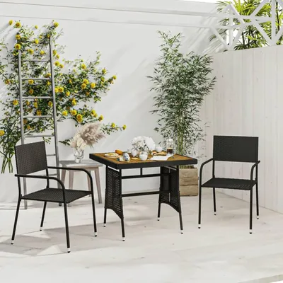 Immagine prodotto di Set da giardino da 3 pezzi - Set di mobili da giardino - Tavolo da esterno con sedie - Arredamento da giardino in rattan - Set da bistrot