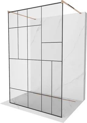Produktbild von Mexen Kioto freistehende Duschwand 100 x 200 cm, Transparent/Schwarzes Design 8 mm, Rosa Gold - 800-100-002-60-78