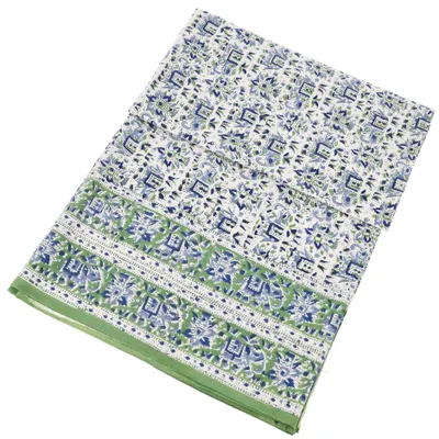 Produktbild von Blockdruck Tagesdecke, Bett & Sofaüberwurf, Handgearbeiteter Wandbehang, Wandtuch - Design 16, Blau, Baumwolle, Größe: Double 225*275 cm