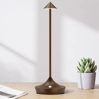 Image de Lampe LED rechargeable - Lampe de table portable - Éclairage d'ambiance pour l'extérieur - Température de couleur réglable - Batterie 6000 mAh - Marron