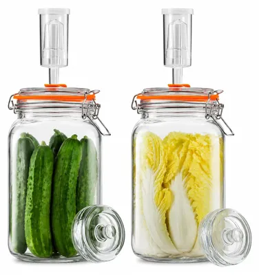 Produktbild von Solidchoice – Set mit 2 Fermentationsgläsern, je 1,5 Liter, für Kimchi und Kombucha