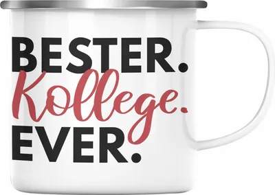 Produktbild von Trendation - Bester Kollege Emaille Tasse Geschenk Lieblingskollege Abschiedsgeschenk Emaille Emaille Tasse Kollegen Büro (Silber)