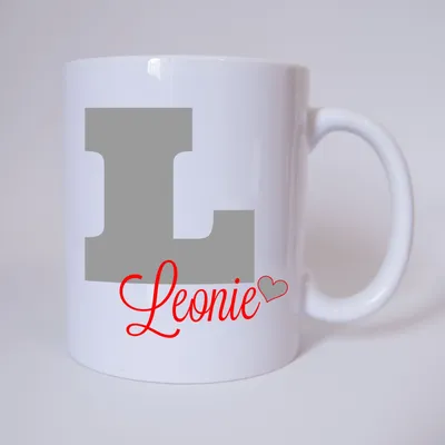 Produktbild von Namenstasse Buchstabe L, individueller Name (Grau/Rot) / Tasse / Kaffeetasse / Kaffeebecher