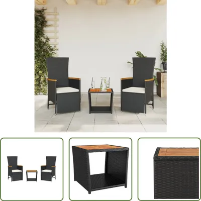Produktbild von The Living Store 3-tlg. Garten-Essgruppe mit Kissen Schwarz Poly Rattan