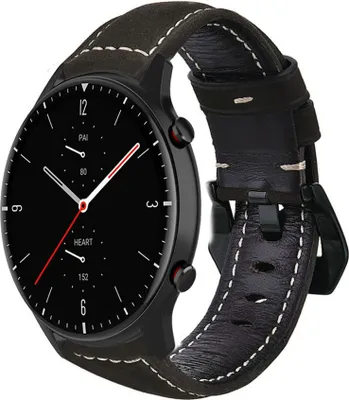 Produktbild von Strap-it Amazfit GTR 2 Lederarmband (Schwarz)