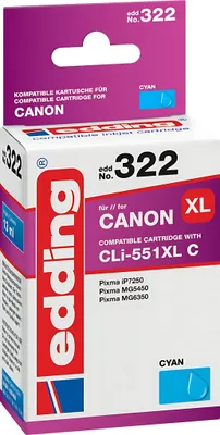 Produktbild von edding Tintenpatrone EDD-322 cyan Canon CLI-551XL