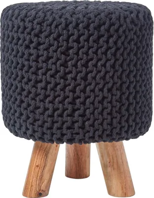 Obrázek produktu pro HOMESCAPES Pletená podnožka, 42 cm vysoká, černá