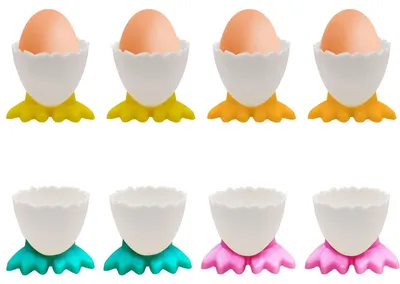8er Set Eierbecher aus Kunststoff, stabil, mehrfarbig, 4,6 x 4,8 cm