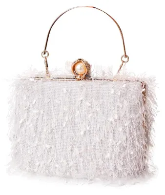 Productafbeelding van CORIOS Damen Quaste Clutch Tas, Luxe Strass Avondtas, Parel Portemonnee