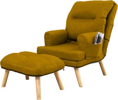 Produktbild von Liegesessel Sessel Relaxsessel Memo mit Fußhocker Rückenlehne 5-stufig einstellbar Farbe: Samoa 05 – dunkelgelb