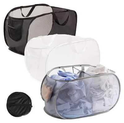 Waschkorb-Set 3er, faltbar, Netz, 75 l, 58x36x36 cm