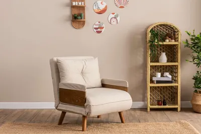 Produktbild von Hanah Home, Cosmo Single - Cream, 1-Sitzer-Schlafsofa, Creme, 100% POLYESTER, 77 x 70 x 82 cm