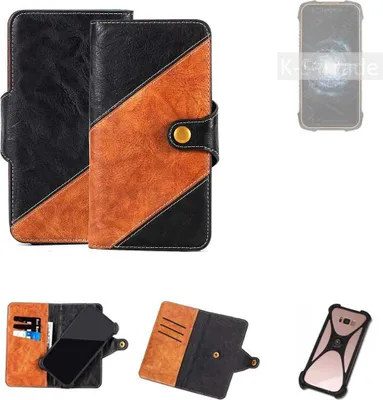 Produktbild von K-S-Trade Handyhülle Schutzhülle Bookstyle Case Wallet-Case kompatibel mit Cubot KingKong 6 Handy Cover Bumper Klapphülle schwarz hellbraun 1x