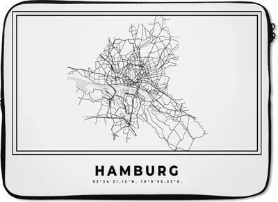 Produktbild von MuchoWow® Laptop Hülle 13 Zoll Schwarz und weiß - Deutschland - Karte - Stadtplan - Hamburg Laptoptasche - Laptophülle - Sleeve - Rundumschutz