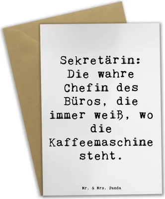 Produktbild von Mr. & Mrs. Panda Grußkarte Spruch Sekretärin Chef - Weiß - Geschenk, Geschenke für Berufstätige, hochzeitskarten, Berufsgestaltung, wahre Chefin des Büros, Dankbarkeit