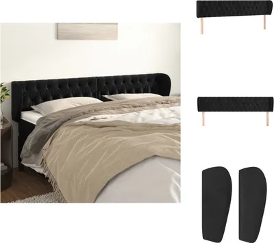 Produktbild von vidaXL Kopfteil mit Ohren Schwarz 183x23x78/88 cm Samt -  Kopf- & Fußenden