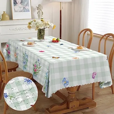 Produktbild von PromoHome® Rechteckige Tischdecke mit Blumenmuster 140 x 180 cm – wasserabweisend, schmutzabweisend, für Innen und Außen