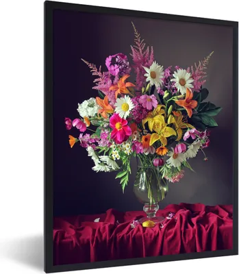 Produktbild von MuchoWow® Gerahmtes Poster Stillleben - Blumenstrauß - Blumen 60x80 cm - Poster mit Schwarzem Bilderrahmen Wandposter Rahmen Foto Bilder - Premium - Wanddeko Wohnzimmer