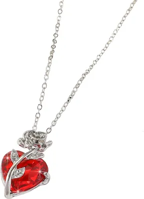 Produktbild von Dunkelrote Halskette mit Rosenanhänger aus Kunstkristall für Frauen, Zirkonia, Herz, Blume, Choker, Gothic-Punk-Schmuck für Verabredungen, Alltagskleidung, Bankettparty