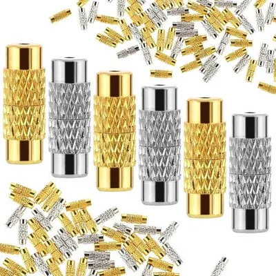 Image de Fermoirs à chaîne en laiton - 60 pièces - Blanc et or - Pour bracelets et colliers