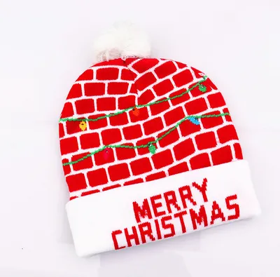Produktbild von Weihnachtsmütze mit LED-Beleuchtung Blinkmodi Strickmütze Dekoration Partybedarf, Plaid