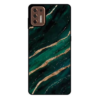Obrázok produktu pre Smartphonica Puzdro na telefón vhodné pre Motorola Moto G9 Plus s mramorovou potlačou - Zadný kryt z TPU s mramorovým dizajnom - Green Gold