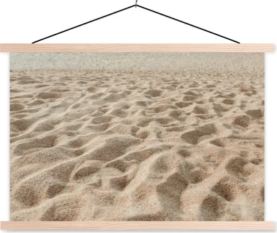 Produktbild von MuchoWow® Textilposter Sommer - Sand - Strand 120x80 cm mit holzfarbenen Rahmen - Aufhängeset