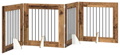 Immagine prodotto di vidaXL Cancello pieghevole per cani con montanti (4 pezzi), legno di recupero, 321 cm