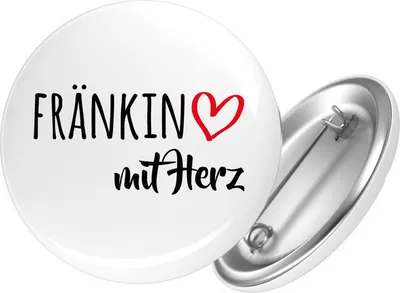 Produktbild von Huuraa Button Fränkin mit Herz 25mm rund mit Sicherheitsnadel Ansteckbutton Geschenkidee