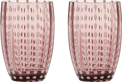 Produktbild von Zafferano Perle Amethyst-Glas - farbiges mundgeblasenes Glas, 32 cl, handgefertigt - Set mit 2 handgefertigten Bechern für Wasser oder Cocktails