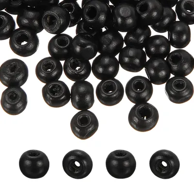 Holzperlen 6 mm schwarz, 200 Stück, mit 2 mm Loch