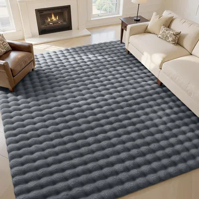 Hochflor-Teppich 3D-Bubble 80x150 cm dunkelgrau