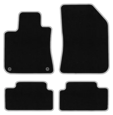 Produktbild von Fußmatten Automatten Velours Schwarz/Silber für Peugeot 308 II 2013- Set 4-tlg