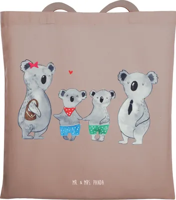 Produktbild von Mr. & Mrs. Panda Einkaufstasche Koala Familie zwei - Braun Pastell - Geschenk, Schultasche, Muttertag, Laptoptasche, Tote Bag, Zusammen, Koalabär, Jutebeutel, Tasche