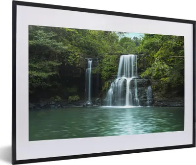 Produktbild von MuchoWow® MuchoWow® Gerahmtes Poster Wasserfall - Thailand - Tropisch 60x40 cm - Poster mit zchwarzem Bilderrahmen - Schlafzimmer - Plakat in Rahmen - Drucken