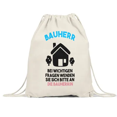 Produktbild von Bauherr Tasse  Richtfest Hausbau Häuslebauer Geschenk Einzug Eigenheim Lustig Spruch Turnbeutel Gymsack