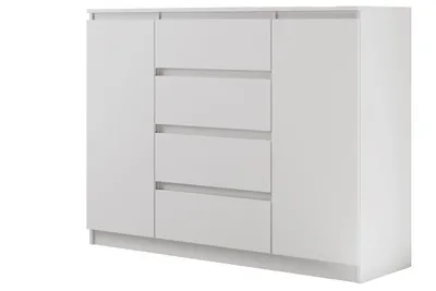 Produktbild von Moderne Kommode LINDA 2D4S - Sideboard 120 cm mit 2 Türen & 4 Schubladen & Grifflosen Fronten (Weiß)